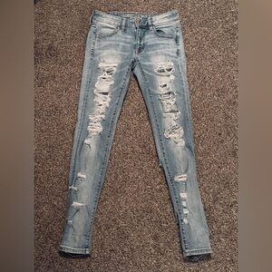American Eagle Outfitters Light Blue Ripped Skinny Jeans